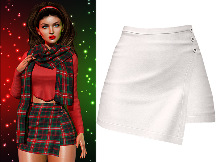Mia Buttoned Skirt 2.0 [White] - Maitreya Lara • LaraX • Petite • PetiteX • Legacy • Reborn Skirts