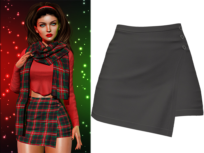 Mia Buttoned Skirt 2.0 [Grey] - Maitreya Lara • LaraX • Petite • PetiteX • Legacy • Reborn Skirts