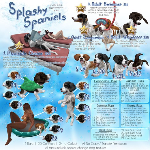 JIAN Splashy Spaniels 1. Poolside Chaise RARE