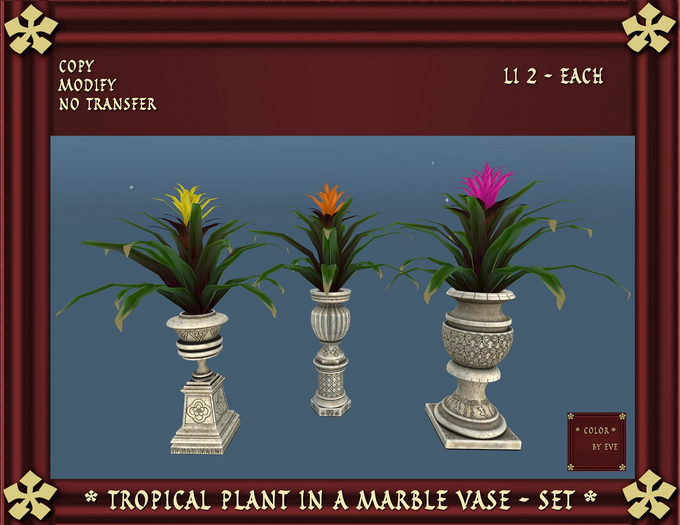 Tropical Plant in a Marble Vase - set 