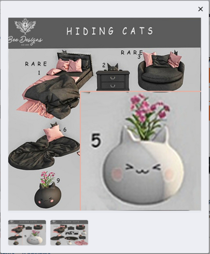 01 Bee Designs Hiding Cats RARE