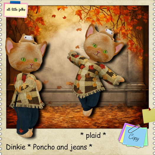 ALF Dinkie * Poncho and jeans plaid .