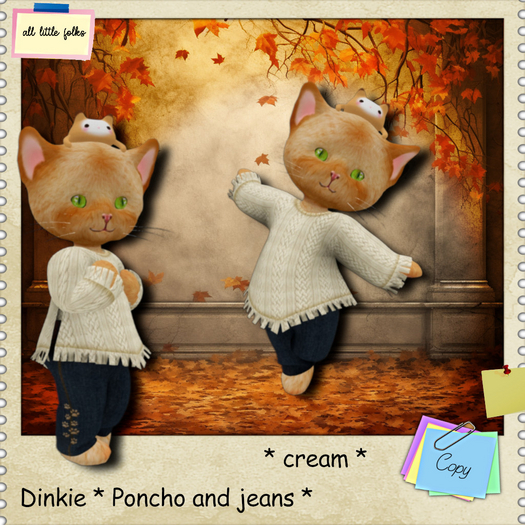 ALF Dinkie * Poncho and jeans cream .