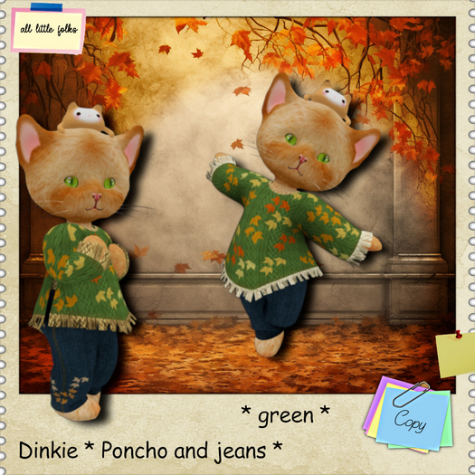 ALF Dinkie * Poncho and jeans green .