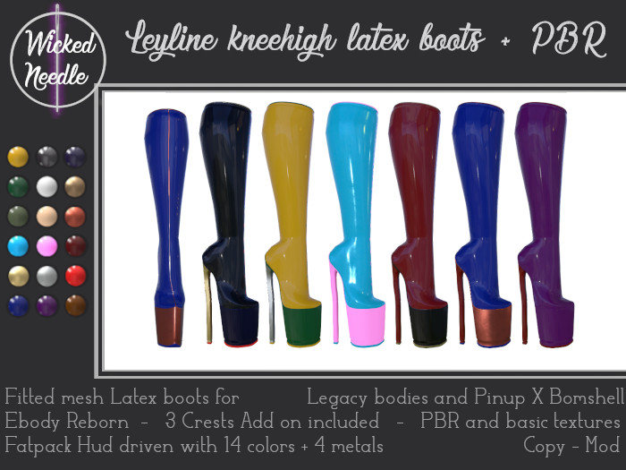 ~W-N~ Leyline kneehigh boots Latex + PBR