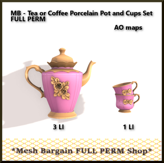 MB - Tea or Coffee Porcelain Pot and Cups Set FULL PERM