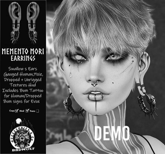 DEMO Badwolf  - Memento Mori Earrings