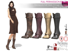 Full Perm Low Heel Steampunk Western Vintage Victorian Calf Boots For Maitreya 5.3 LaraX Ebody Reborn Legacy Belleza