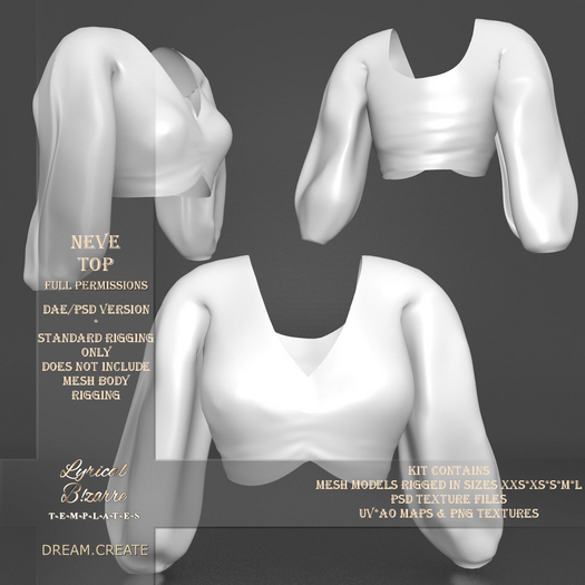 !Lyrical B!zarre Templates! - Neve Top MESH DAE Version