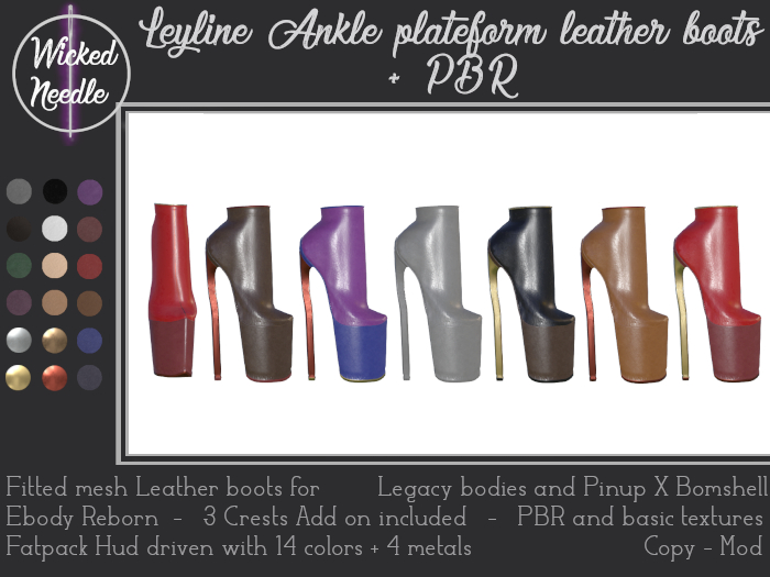~W-N~ Leyline Ankle Plateform Boots Leather + PBR
