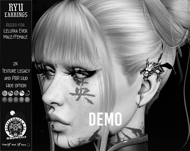DEMO Badwolf - Ryu Earrings Lelutka