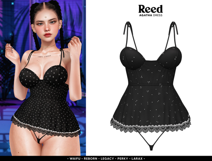 REED - AGATHA DRESS // BLACK DOTS