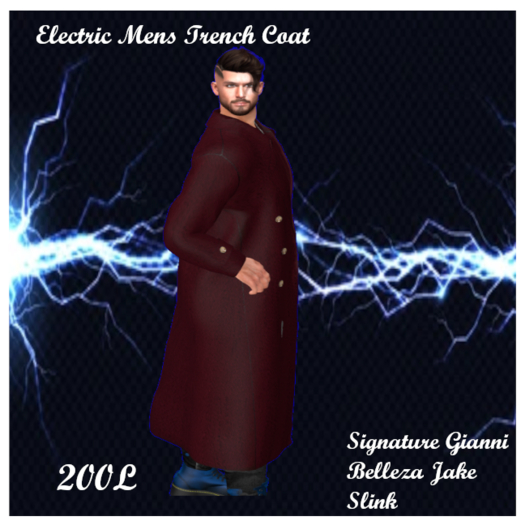 Electric Mens Trench Coat Red add me