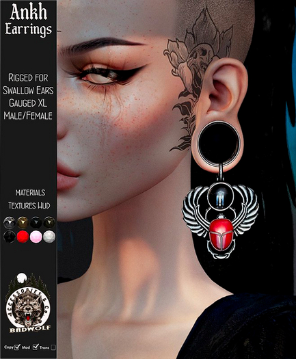 Badwolf - Ankh Earrings