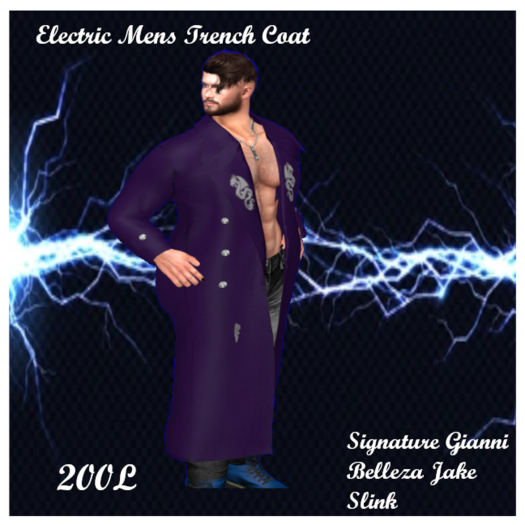 Electric Mens Trench Coat Purple Dragon  add me