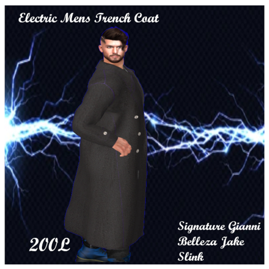 Electric Mens Trench Coat  Charcoal add me