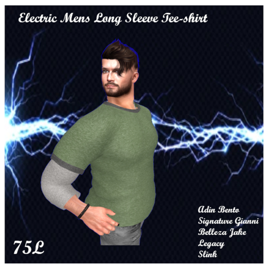 Electric  Mens Long Sleeve Tee Green ADD ME