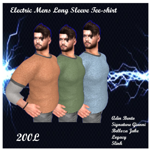 Electric  Mens Long Sleeve Tee Fatpack  ADD ME