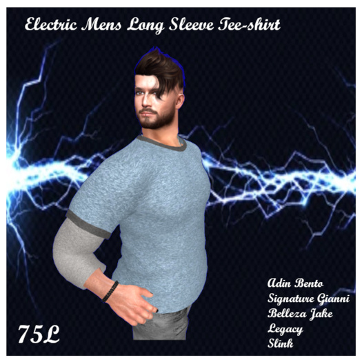 Electric  Mens Long Sleeve Tee   Blue ADD ME