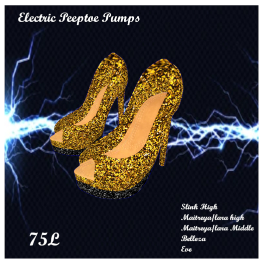 Electric Peep Toe Pumps  gold    ADD ME