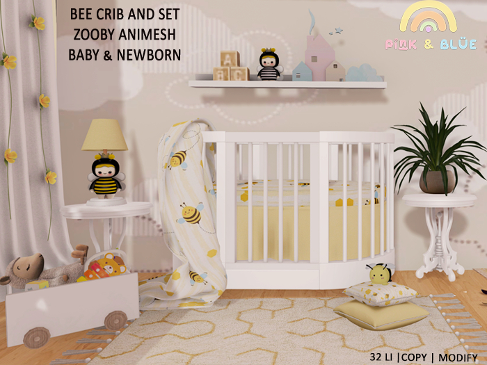 Bee Crib And Set Zooby Animesh {Pink&Blue}