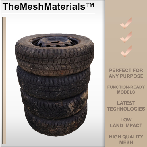 The Mesh Materials - Urban Decor Old Dirty Tires Stack