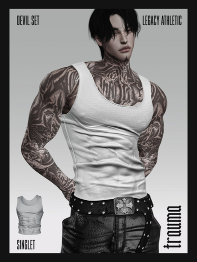 [TRAUMA] - DEVIL Singlet (White) [Legacy Male]