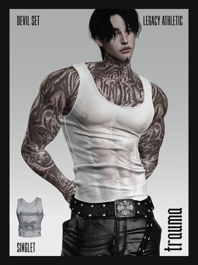 [TRAUMA] - DEVIL Singlet (White Wet) [Legacy Male]