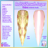~TL~ Red Spiderweb Jasper Unisex Stiletto Nails