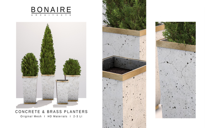 BONAIRE - Concrete and Brass Planters