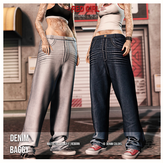 [RED GIRL] Denim Baggy {FATPACK} - [addme]
