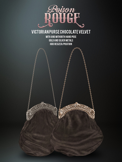POISON ROUGE Victorian Purse Chocolate Velvet