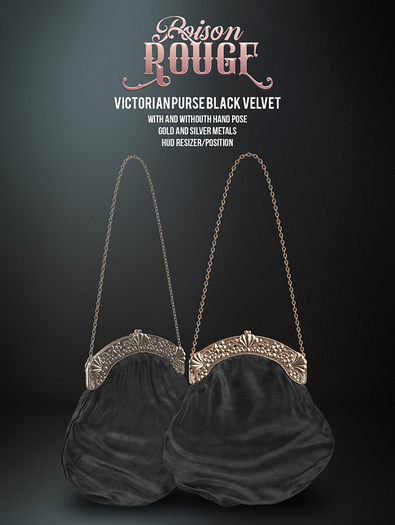 POISON ROUGE Victorian Purse Black Velvet