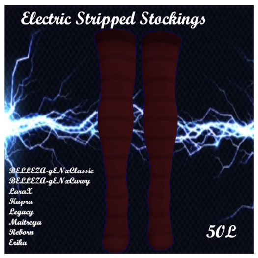 Electric Stripped Stockings   Cranberry  Add me to Unpack