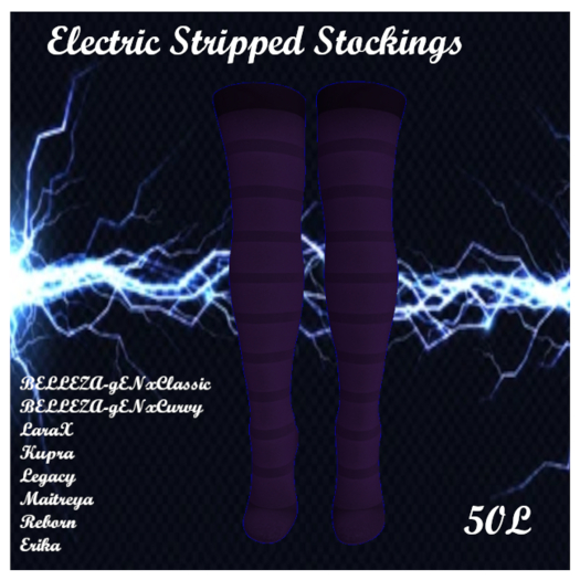 Electric Stripped Stockings  Plum  Add me to Unpack