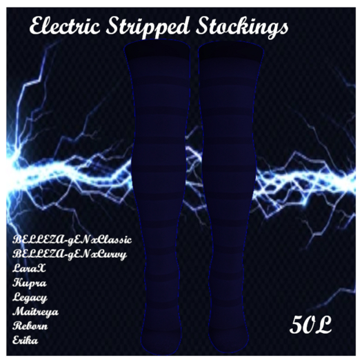 Electric Stripped Stockings   Navy  Add me to Unpack