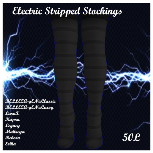 Electric Stripped Stockings   Charcoal  Add me to Unpack