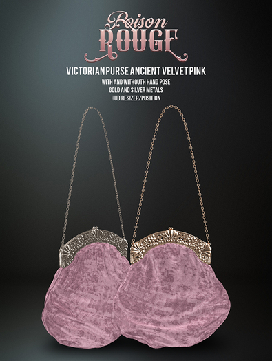 POISON ROUGE Victorian Purse Ancient Velvet Pink 