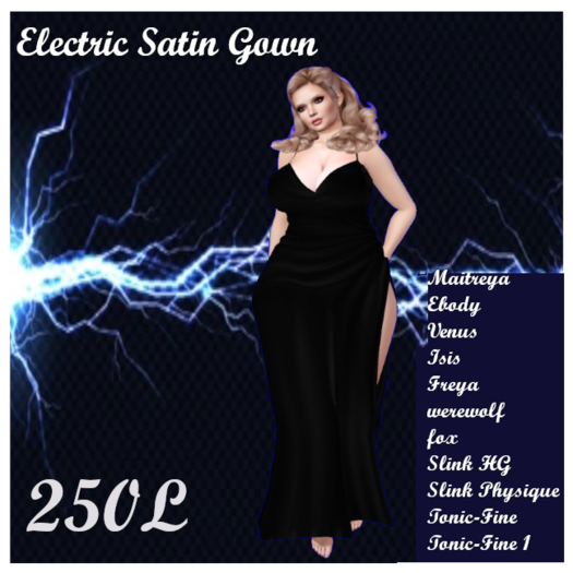 Electric Satin  Gown  Black   Add me to Unpack