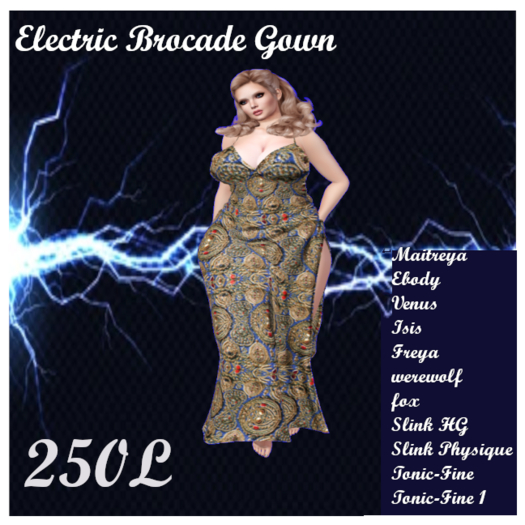 Electric Brocade  Gown Blue ADD ME TO UNPACK