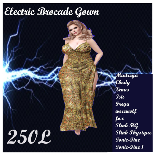 Electric Brocade  Gown orange ADD ME TO UNPACK