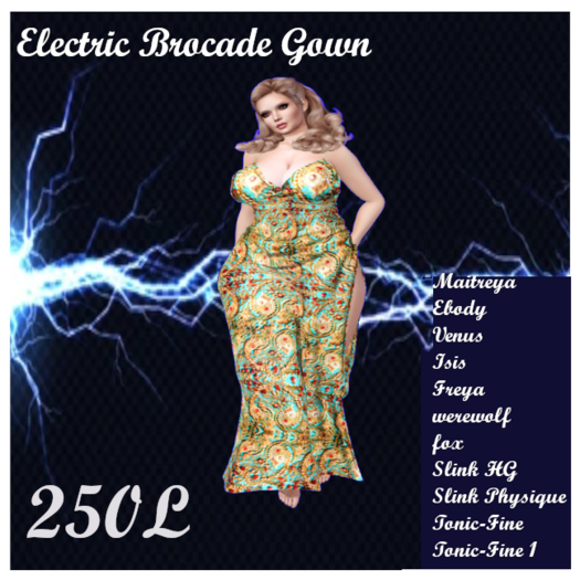 Electric Brocade  Gown Tiel ADD ME TO UNPACK