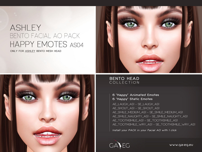 [GA.EG] Ashley Bento Facial AO Pack - AS04 Happy Emotes