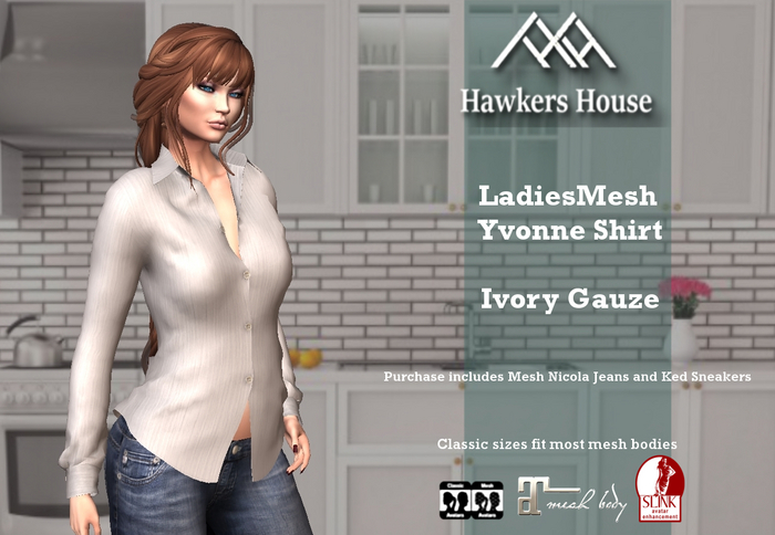 *HH* Ladies Mesh Yvonne Shirt Ivory Gauze