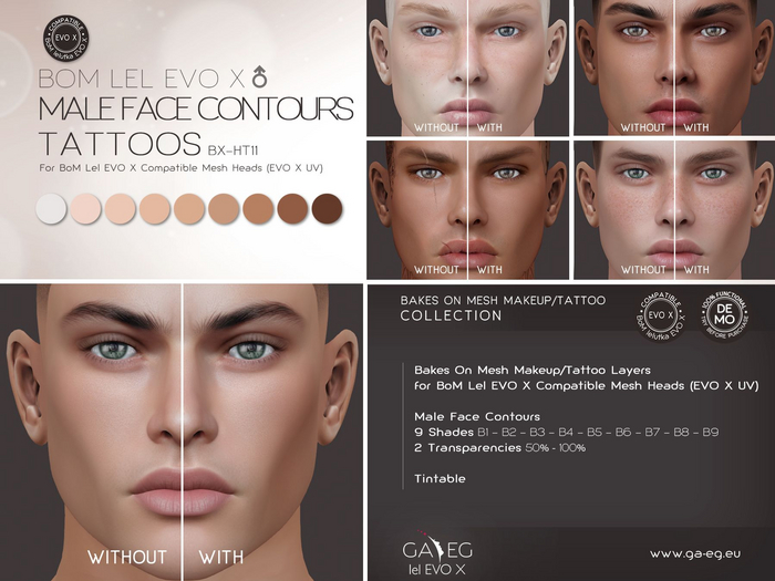 [GA.EG] Tattoos - BX-HT11 Male Face Contours - BOM [EVO X]