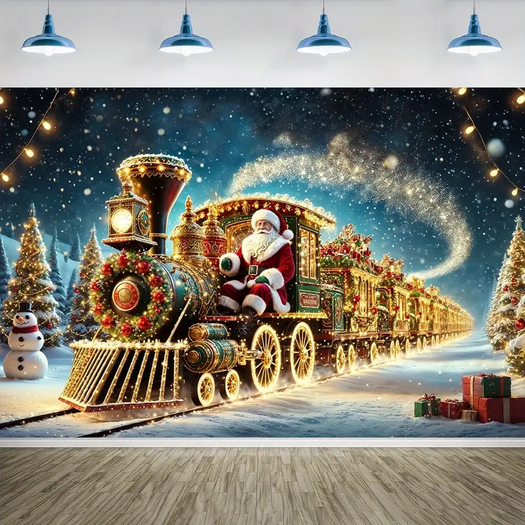 CHRISTMAS SANTA GOLD TRAIN TEXTURE