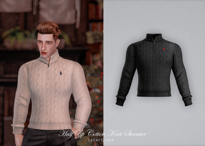 KLN SZN - Half Zip Cotton Knit Sweater Black