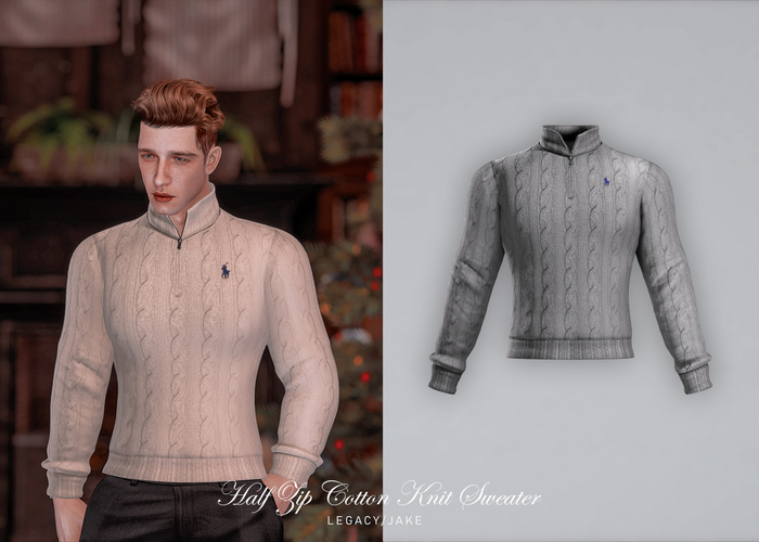 KLN SZN - Half Zip Cotton Knit Sweater Ash