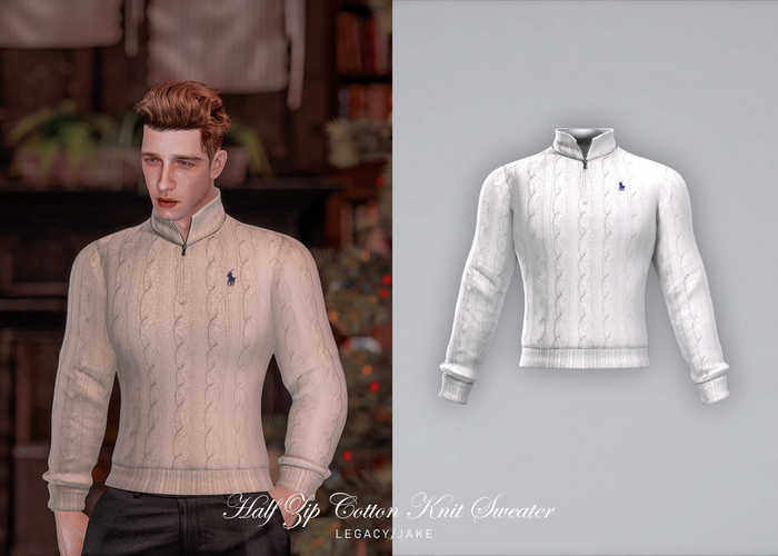 KLN SZN - Half Zip Cotton Knit Sweater White