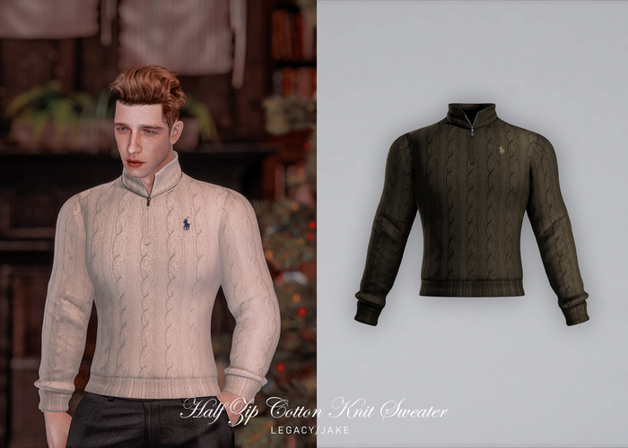 KLN SZN - Half Zip Cotton Knit Sweater Brown